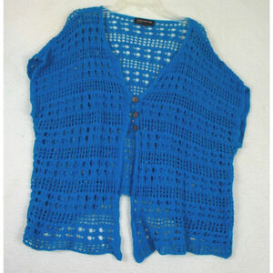 Jones New York Woman Open‎ Crochet Cardigan Turquois Size 3X Boho Festival